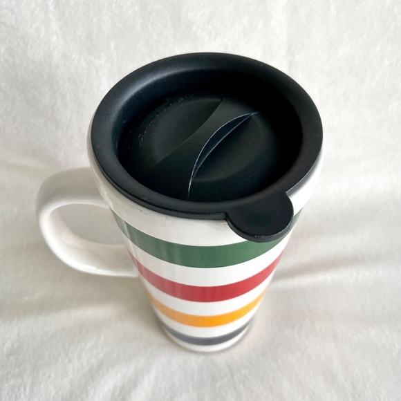 Hudson's Bay Company HBC Stripes Tall Ceramic Travel Mug with Lid - Picture 5 of 10